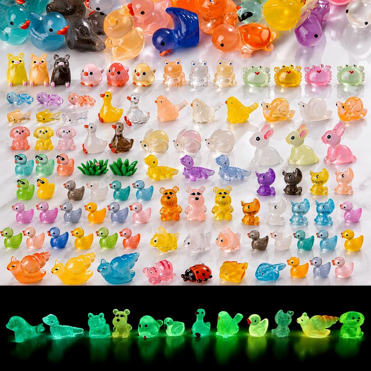 120 Pcs Mini Animals Tiny Animal Figurines Bulk for Miniature Fairy Garden Decoration Accessories Micro Landscape Aquarium Potted Decoration
