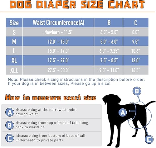 Miniatura 2 de Leekalos Pañales lavables reutilizables para perros hembras (paquete de 3)  Pañales para perras altamente absorbentes  Pañales ajustables para