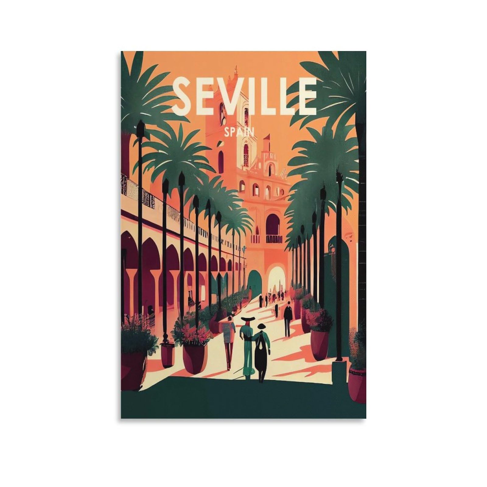 Poster Vintage Séville Espagne – Impression Sur Toile 20 X 30 Cm, Décoration Murale Voyage
