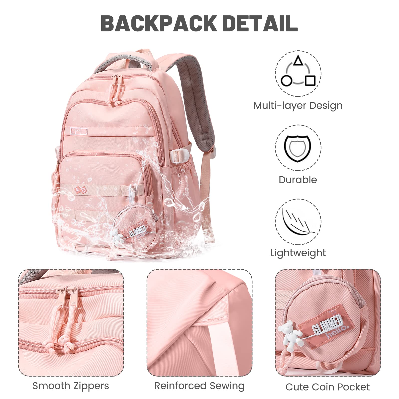 Amythe Mochila Escolar para Adolescente Niña, Mochila Informal Niñas Niños Gran Capacidad Mochila de Viaje para Portátil de 15.6" Bolsas Escolares niños de 10 12-18 años