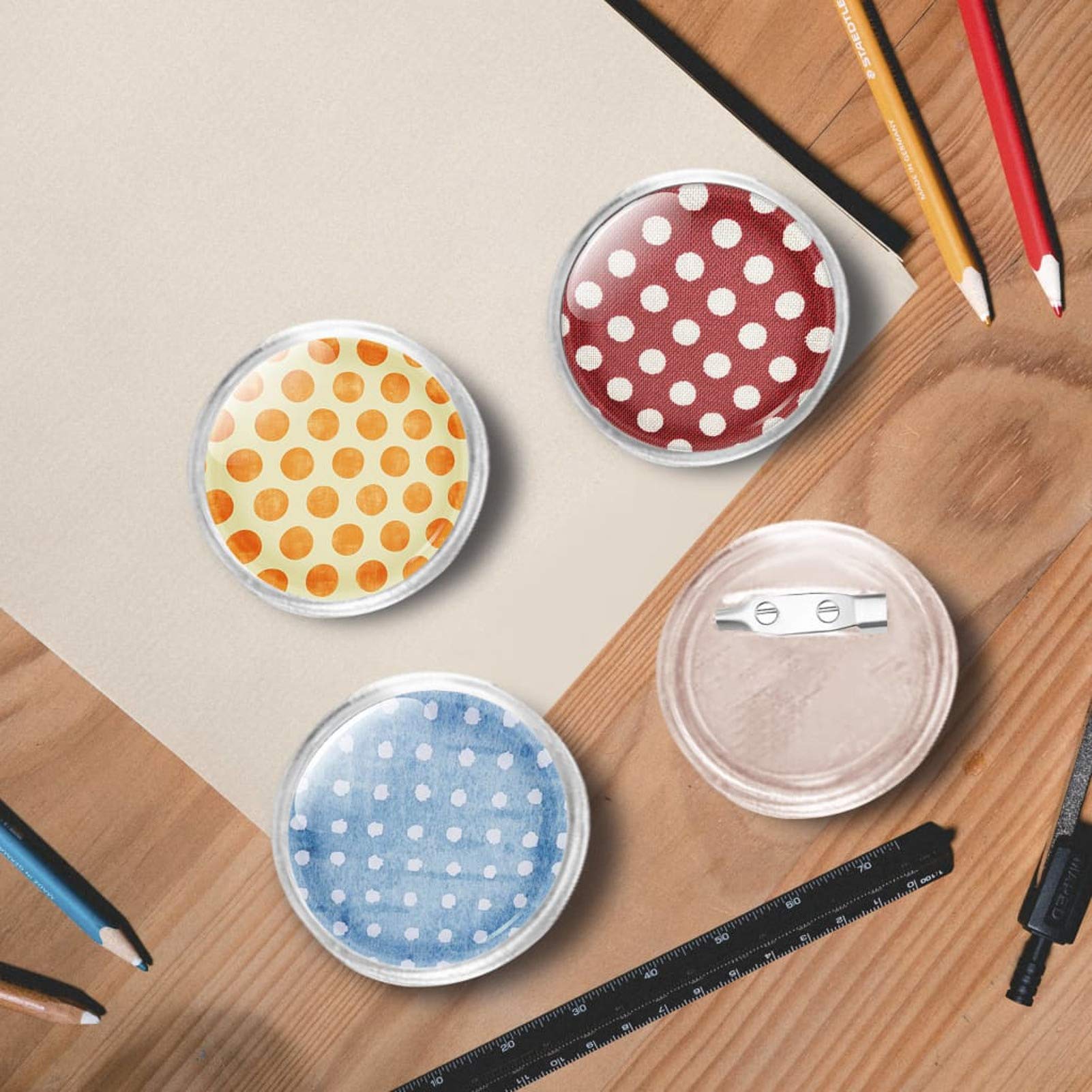 Tidyard Bottoni per Badge con Spilla 100 Set in Acrilico 37 mm,Regalo,Regalo Commemorativo