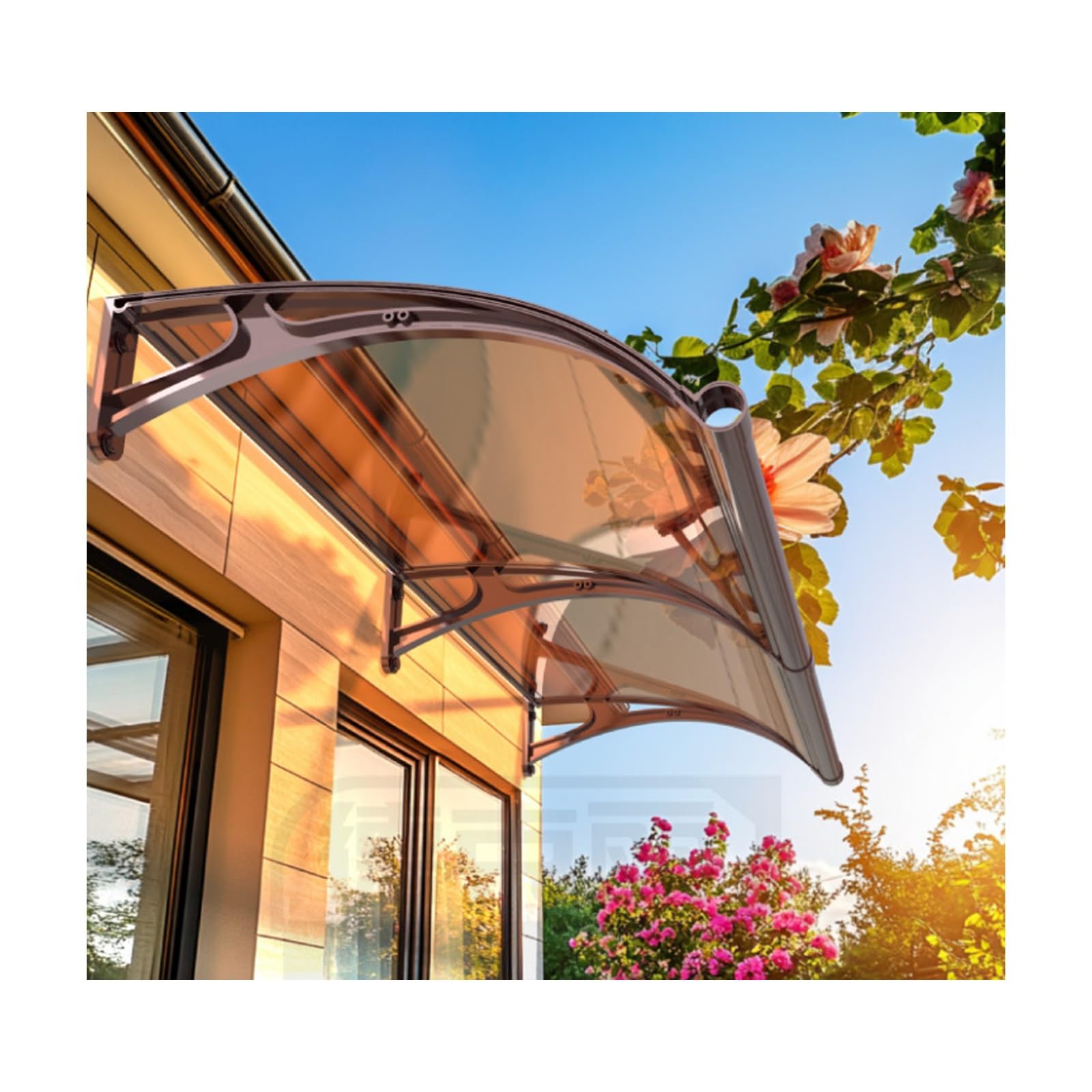 GJMSSMY Outdoor Door Canopy, Rain Shelter Awning with Sink, UV Protection & Snow/Rain Resistance, 120cm x 210cm (47in x 83in) - Porch Cover for Entryway