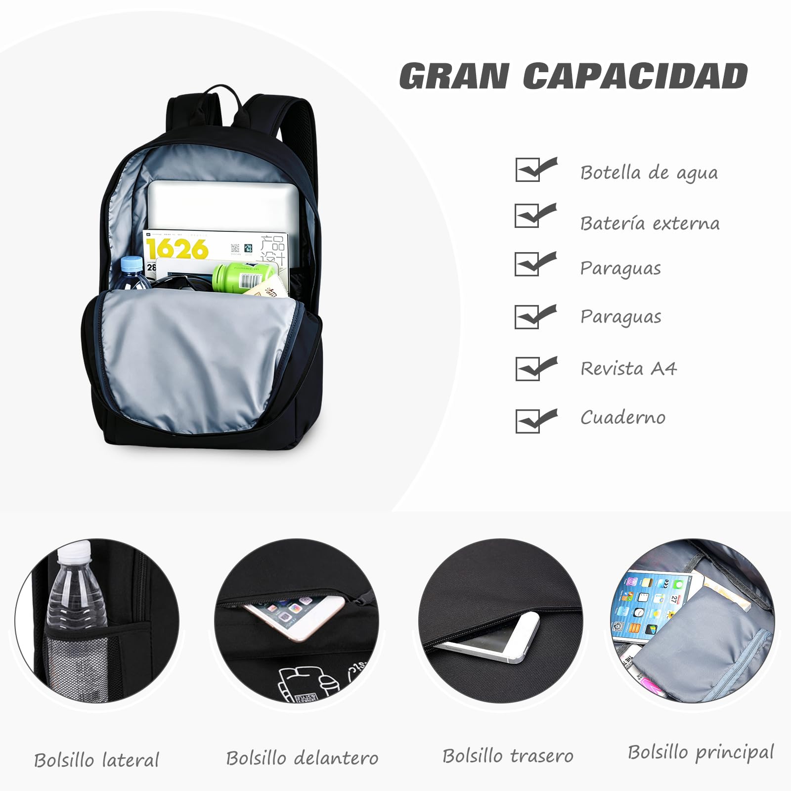FANDARE Mochila Luminoso Bolsa de Escuela Unisexo Mochilas Tipo Casual Bolsos de Mujer Hombre Bolsa de Viaje Niña Niño School Bag Adolescente Knapsack con USB Daypack Impermeable Poliéster