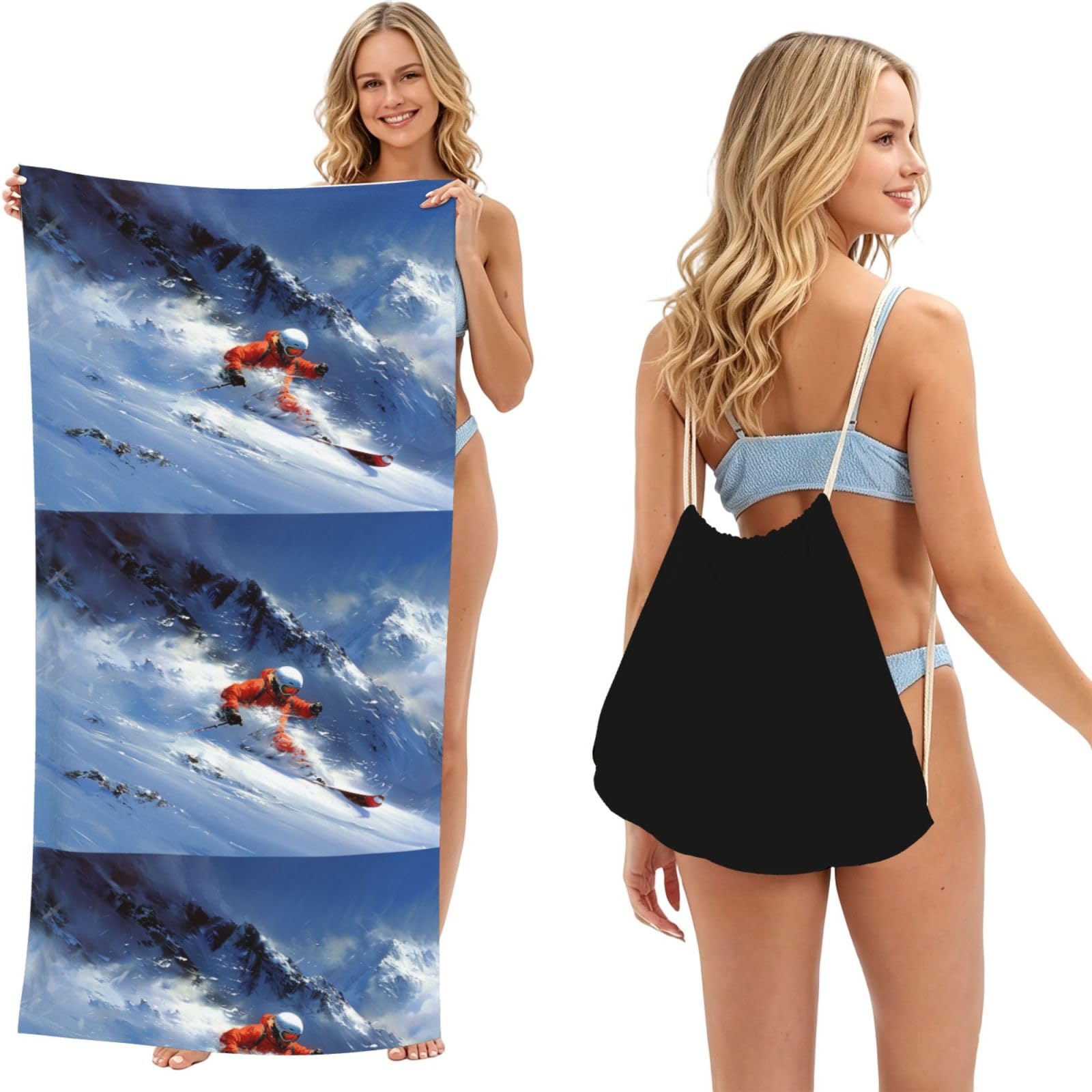 SKGOHLH uh8bvlbw 2in1 Packable Beach Towel Bag Women