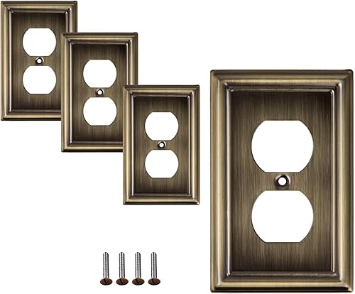 SleekLighting  Placas de pared decorativas de latón antiguo biselado  Enchufe eléctrico y cubiertas de interruptor  Estilo palanca de 1 banda