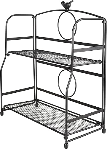 HOMBUTY Estante de especias para condimentos, soporte para botellas, de metal negro, antideslizante, plegable, para cocina, baño, encimera,