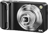 ZYDIIE 5K 64MP Digital Camera with 6X Optical Zoom, WiFi Autofocus Vlogging Camera, Dual Lens Touch Screen, 32GB Card & 2 Batteries