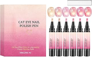 Gel Cat Eye Nail Polish Kit Gel Polish Pen with Magnet Stick，02 | 5/6PCS Eye Gel Nail Polish Manicures Nail Polish with Magnet Stick Tool Salon Manicure Set DIY at Home