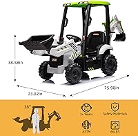 Vista 2 de Excavadora JCB de 12V para Montar con Control Remoto, Carro Eléctrico para Niños de 3-8 con Tractor, Bulldozer, Brazo Excavador, Carro para Montar