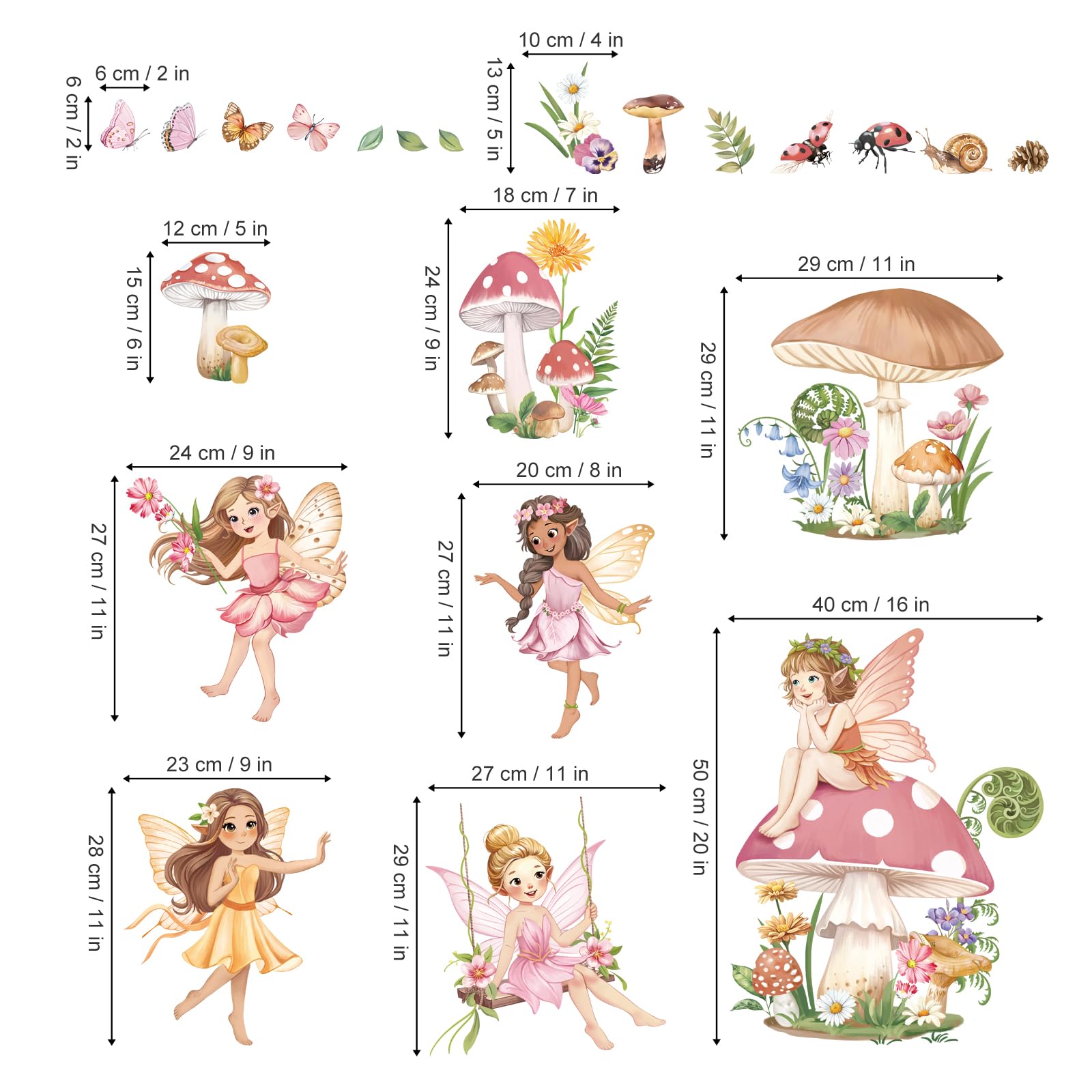 decalmile Pink Fairy Girls Wall Decals Large Mushroom Flower Butterfly Wall Stickers Girls Bedroom Baby Nursery Kids Room Wall Decor - Image 4
