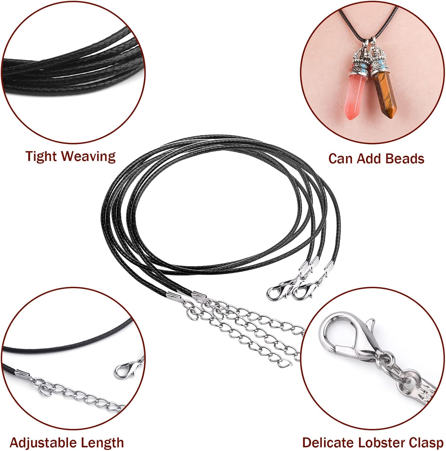 MIAHART 120 Pcs Waxed Necklace Cord Black Cord Necklace Rope for Pendants Jewelry Making Necklace Bracelet - Image 3