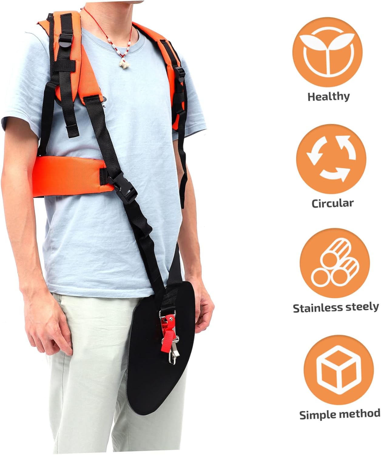 Mikikit 2Pcs Grass Cutter Shoulder Harness Strap with Padded Belt Durable and Design for Comfortable Use for Stability and Pressure Reduction