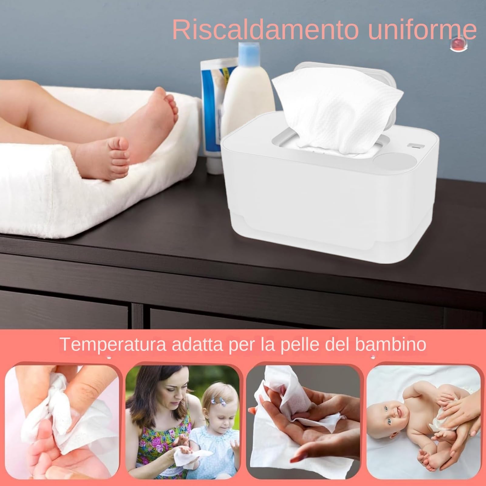 Generico Diaper Warmer, Home Use Wet Wipes Warmer with Even Heating, Portable Space-Saving Diaper Heater Holder Case, Ideal for Living Room & Baby Care Essentials