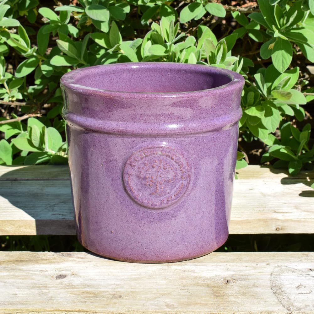 Bedwen Plants Glazed Cylinder Planter - Blossom Orchard (Plum Purple, Small) - Indoor Outdoor Garden Pot