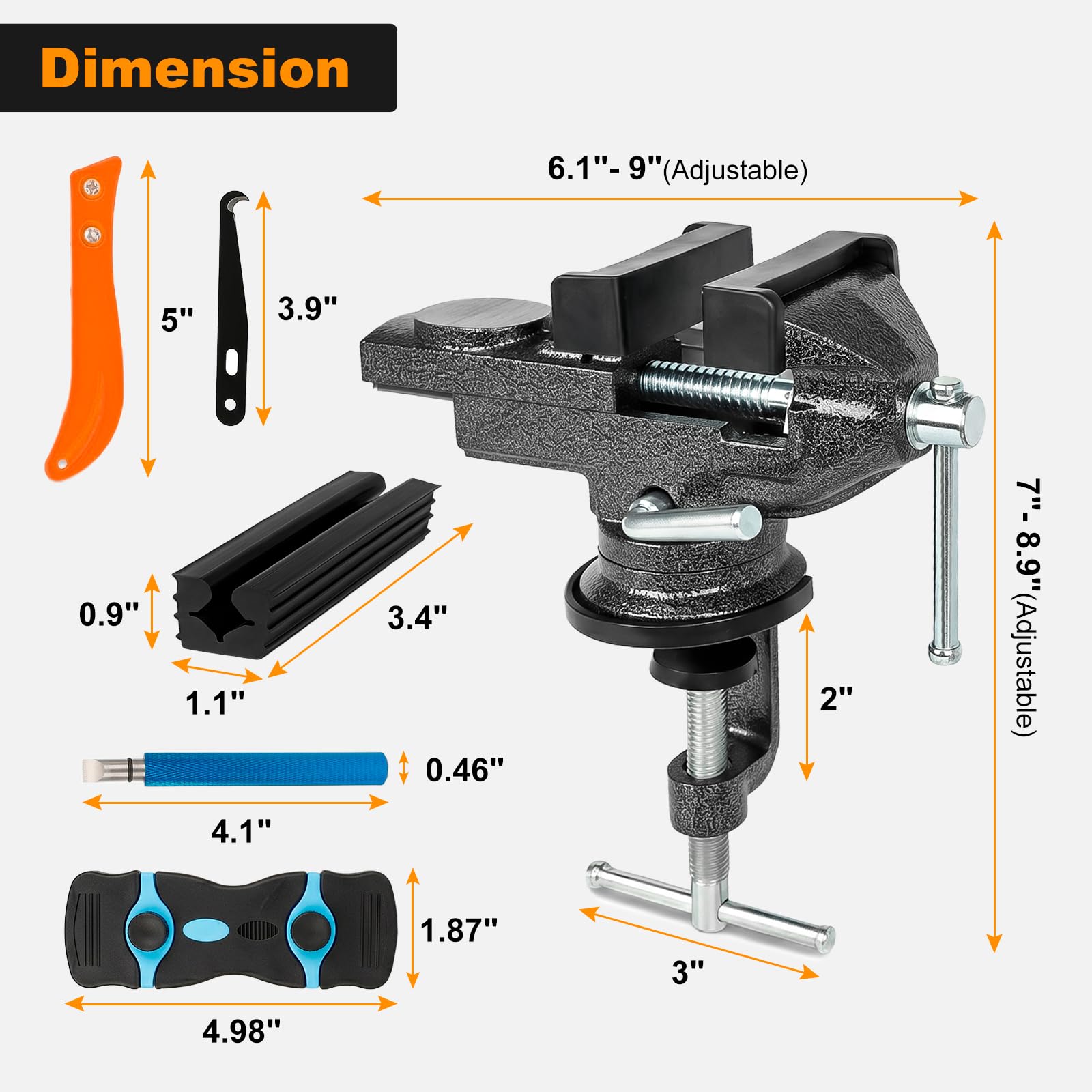 Golfgriff-Set zum Nachreißen von Golfschlägern, tragbarer Tischschraubstock mit Gummiklemme, 360° drehbar, inklusive Klebeband und Lösungsmittelentfernungswerkzeug, Golfschläger-Regripp-Kit für