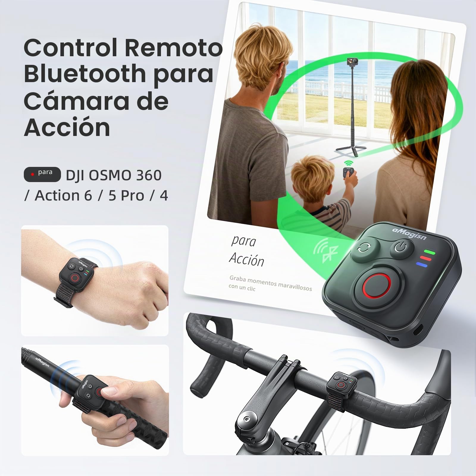 Control remoto Bluetooth Treeboy para DJI OSMO 360/Action 6/5 Pro/4 cámaras y teléfonos iOS Android