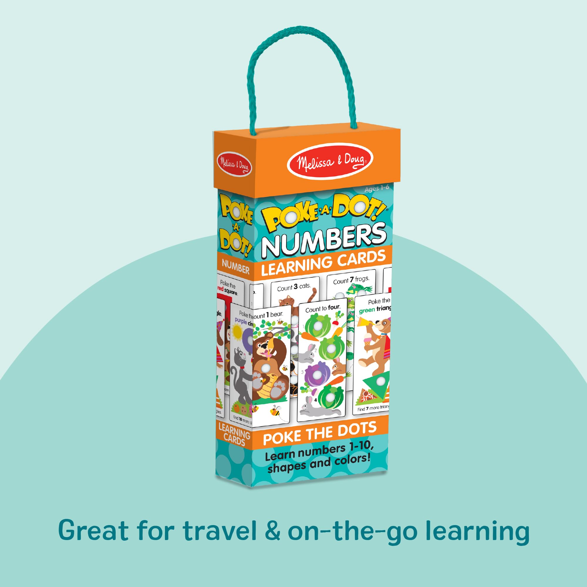 Melissa & Doug Poke-a-Dot! Tarjetas de aprendizaje gigantes, números, formas y colores, 13 tarjetas interactivas de doble cara, actividades educativas para niños pequeños y preescolares, a partir de 1