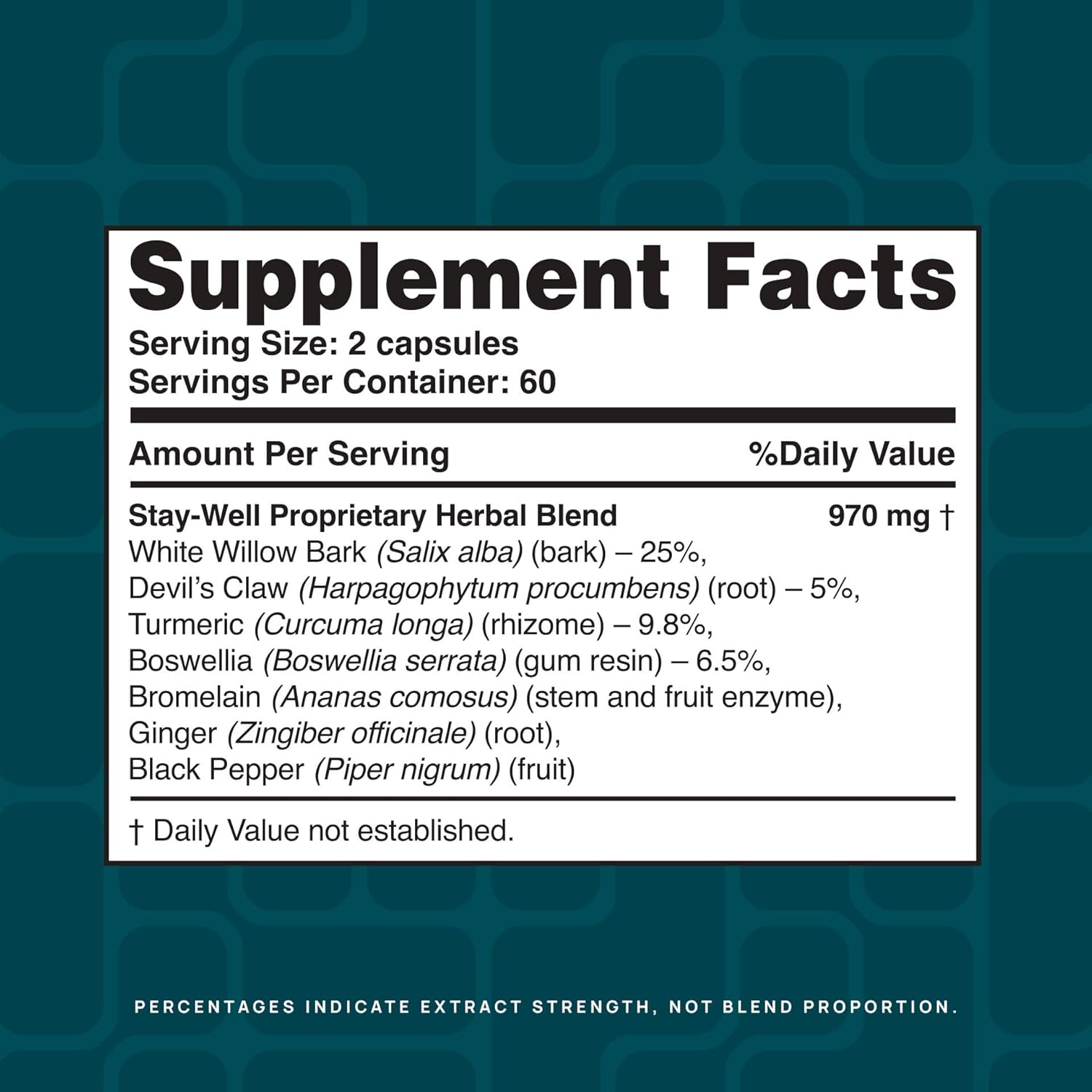 Pain Relief- White Willow Bark Extract, Devil's Claw, Turmeric, Boswellia, Bromelain and Ginger Premium Extract Blend- 120ct - Image 4