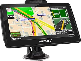 AWESAFE GPS Navigation for Car 7 inches Touch Screen Car GPS Navigation System North America Lifetime Map Updates