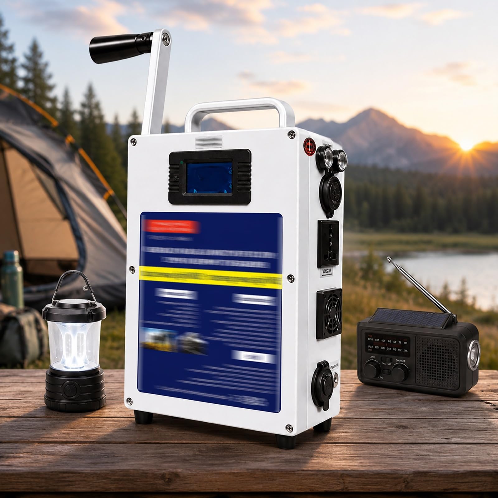 Generador de Manivela 500W Estación de Energía Portátil Cargador Manual