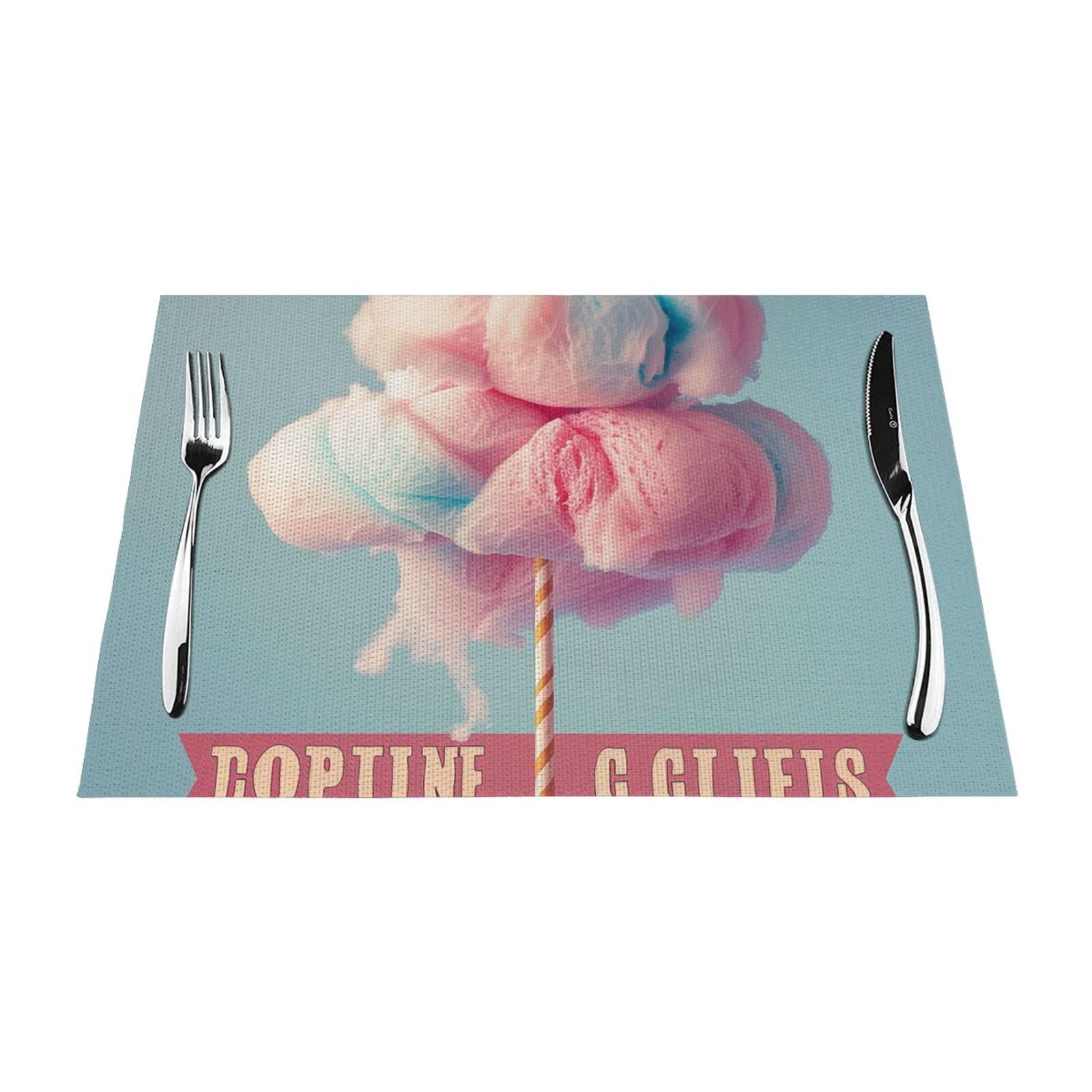 Sets de table résistants à la chaleur Cotton Candy en PVC tissé de cuisine