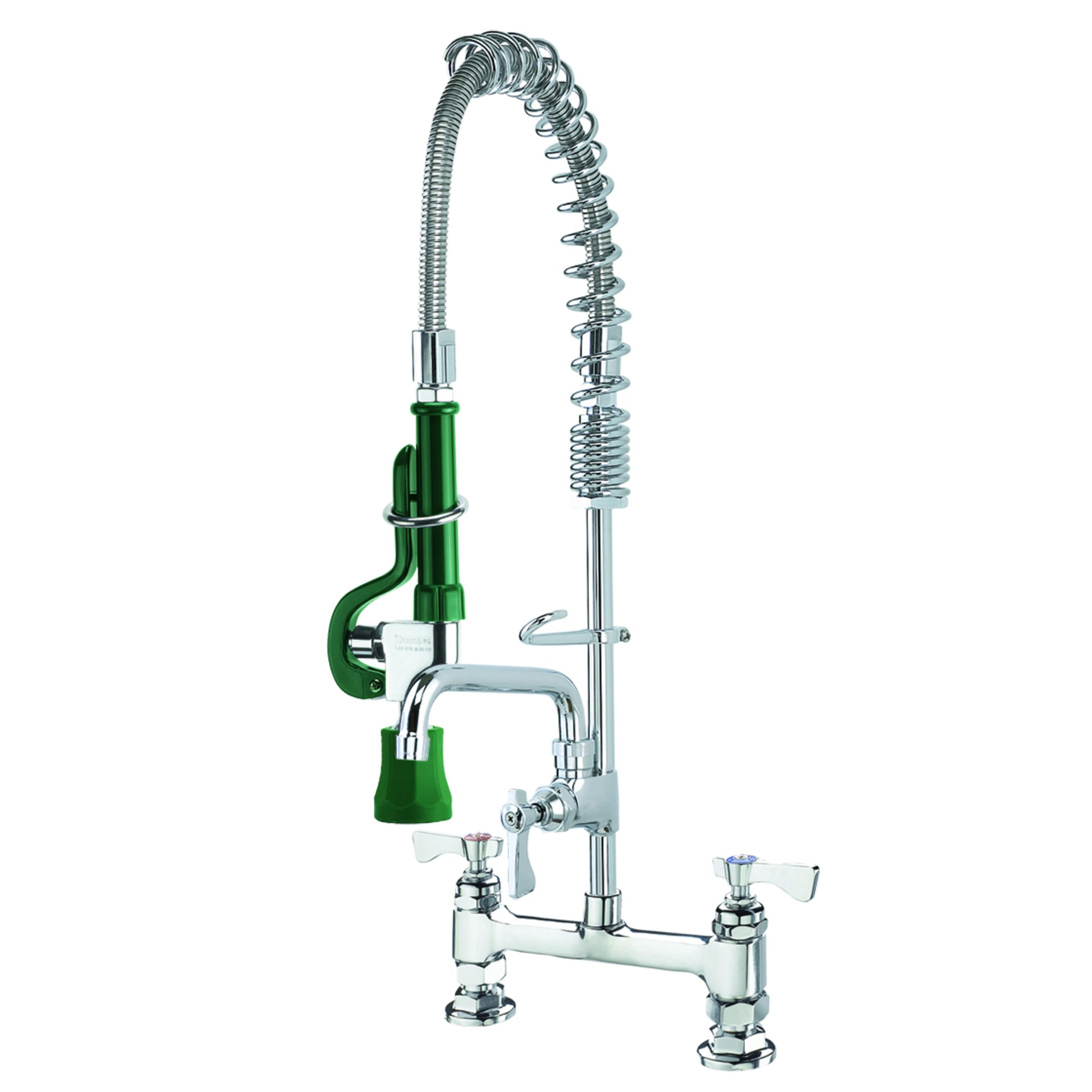 Royal Series Space Saver Pre-Rinse Assembly by Krowne – 13"L x 27"W x 4"H, Brass, Model 18-606L