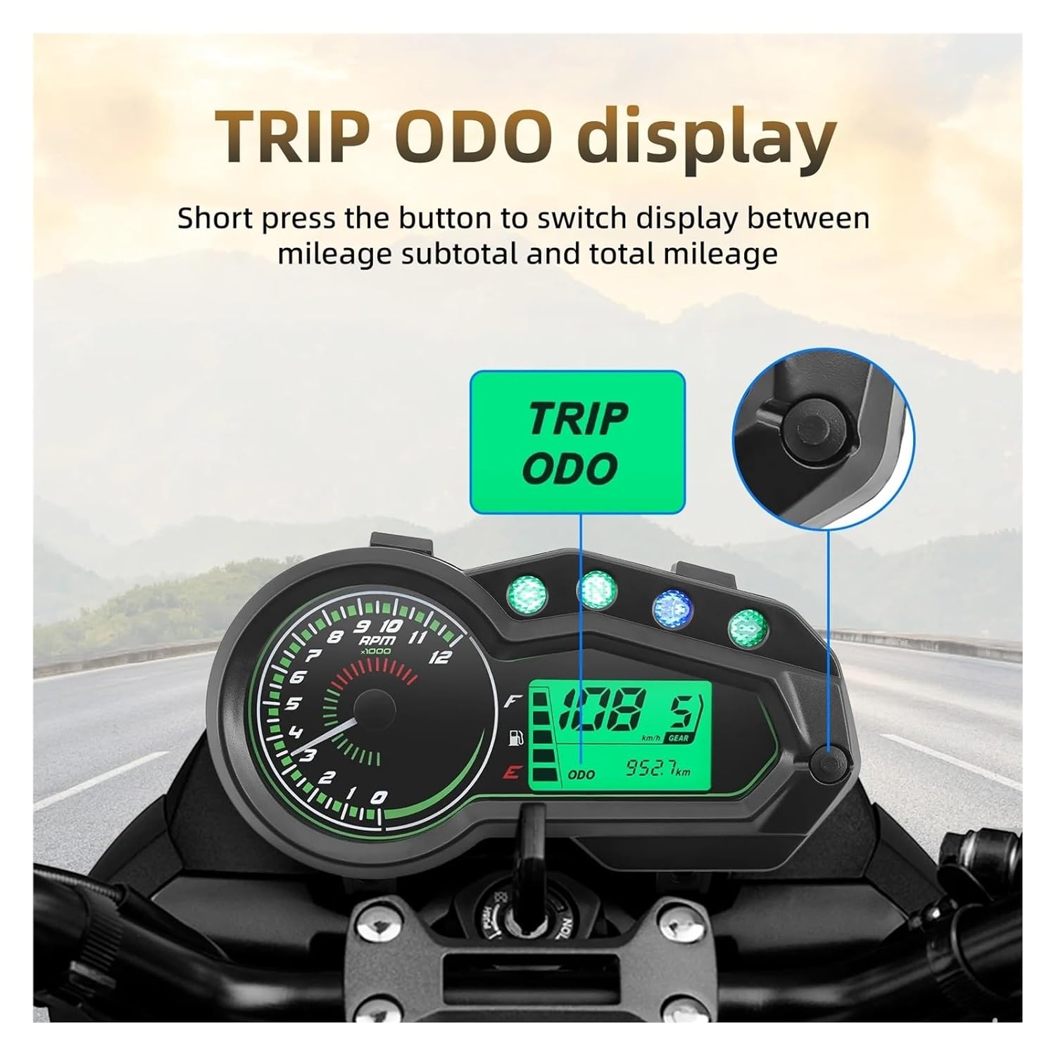 12v オートバイの付属品の普遍的な速度計のデジタル回転速度計の RPM 板ギヤ・インジケータの計器のゲージのため オドメーター