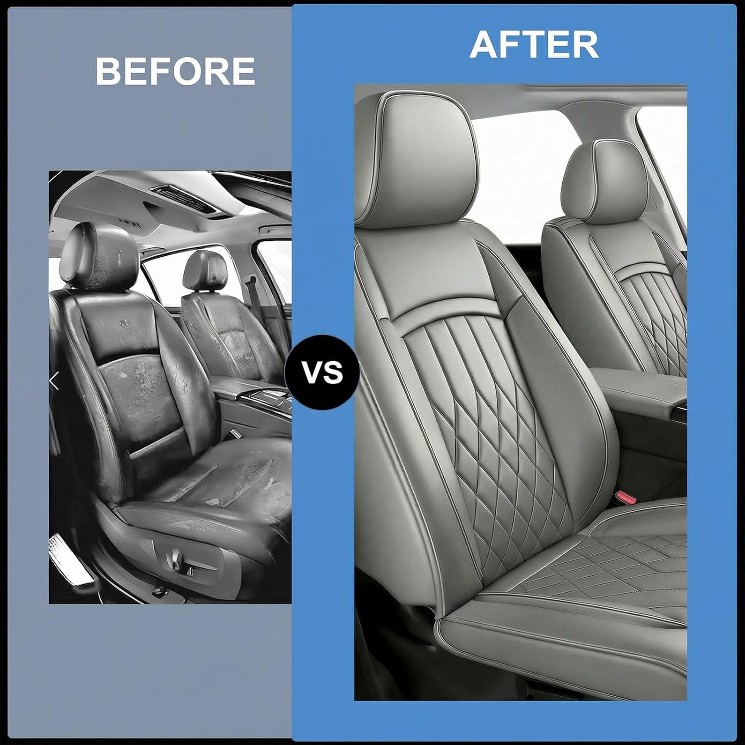 Fit XT5 Car Seat Covers for Cadillac XT5 2017-2025 2026 - Premium Leather, Waterproof, All-Weather, Airbag Compatible, Anti-Slip, Breathable, Easy Install, Seat Protectors, Full Set, Gray