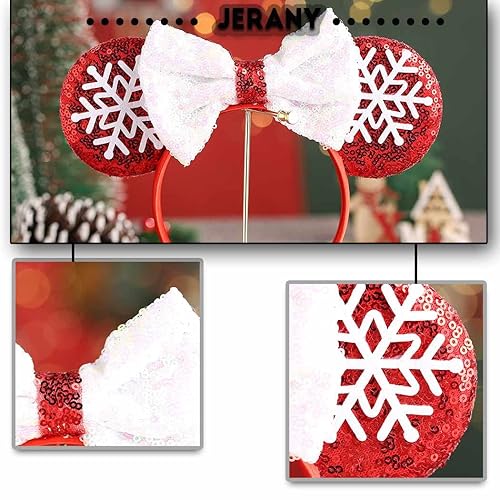 Miniatura 4 de Jerany Diademas de lazo de Navidad, accesorios para el cabello, fiestas, festivales, lentejuelas, aro para el cabello para mujeres y niñas (7)