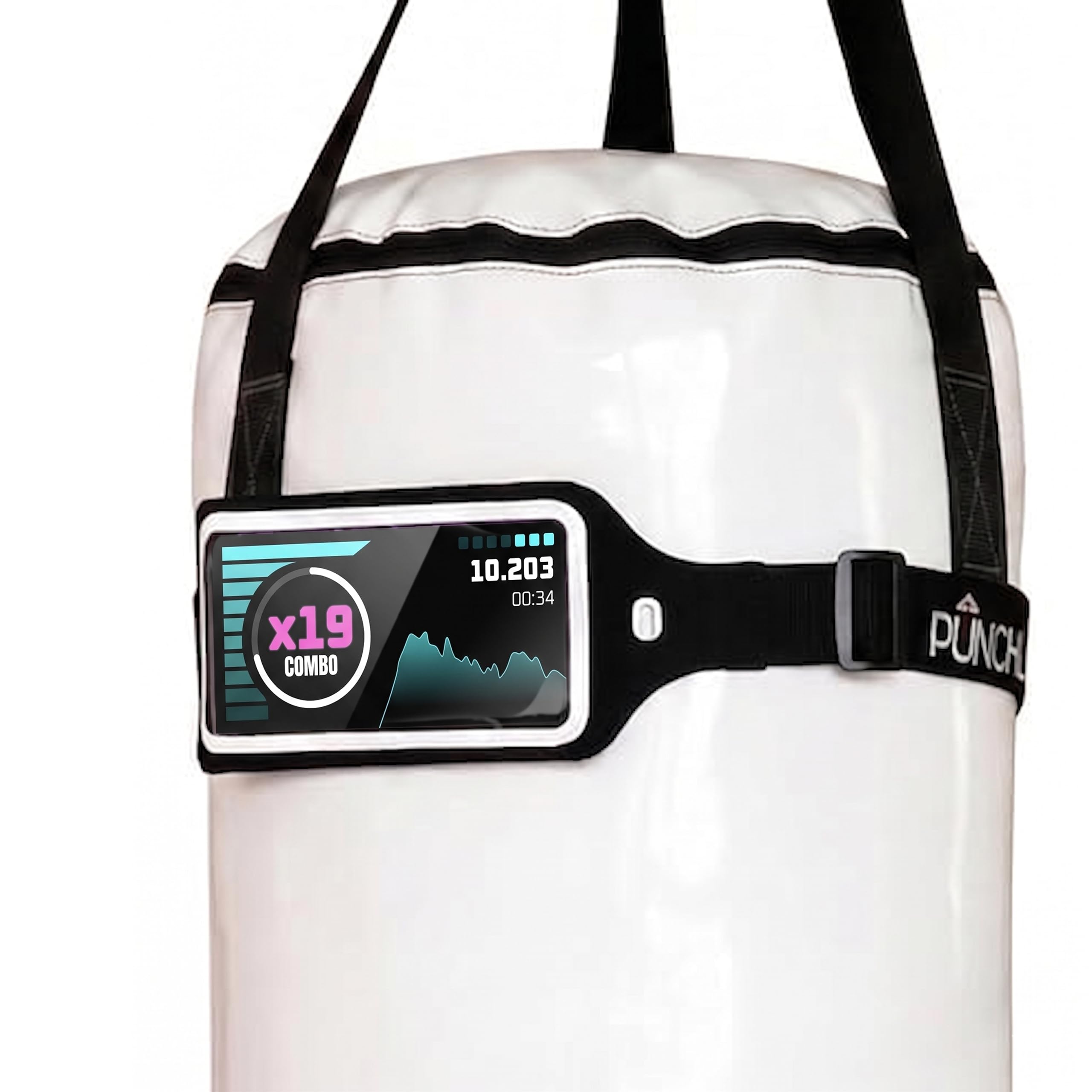 Strap Halterung für Smartphone, Boxsack, elastisches Band mit Tasche, Schwarz