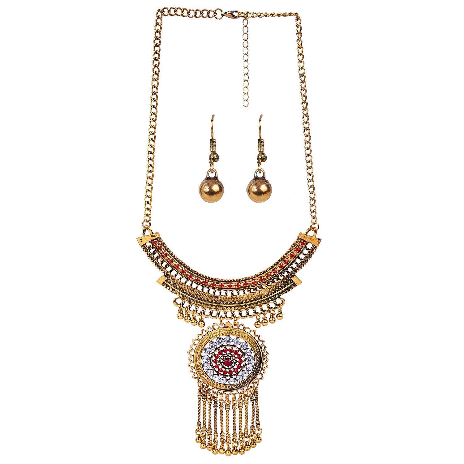 AaishwaryaAntique Gold Bohemian Queen Style Oxidised Necklace Set For Women/Girls