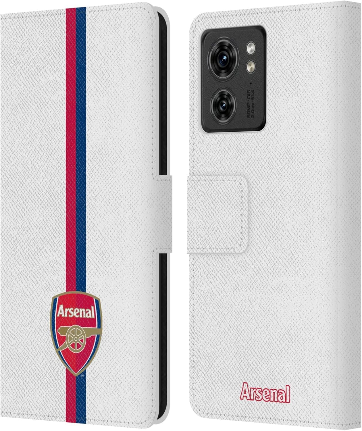 Head Case Designs Officially Licensed Arsenal FC Stripes 1 Crest 2 Leather Wallet Case Compatible with Motorola Moto Edge 40/Edge (2023)