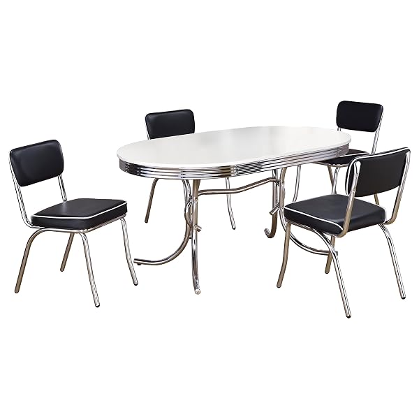Vintage-Inspired Retro Kitchen Tables You'll Adore 83 Oval Retro Diner Set in Black