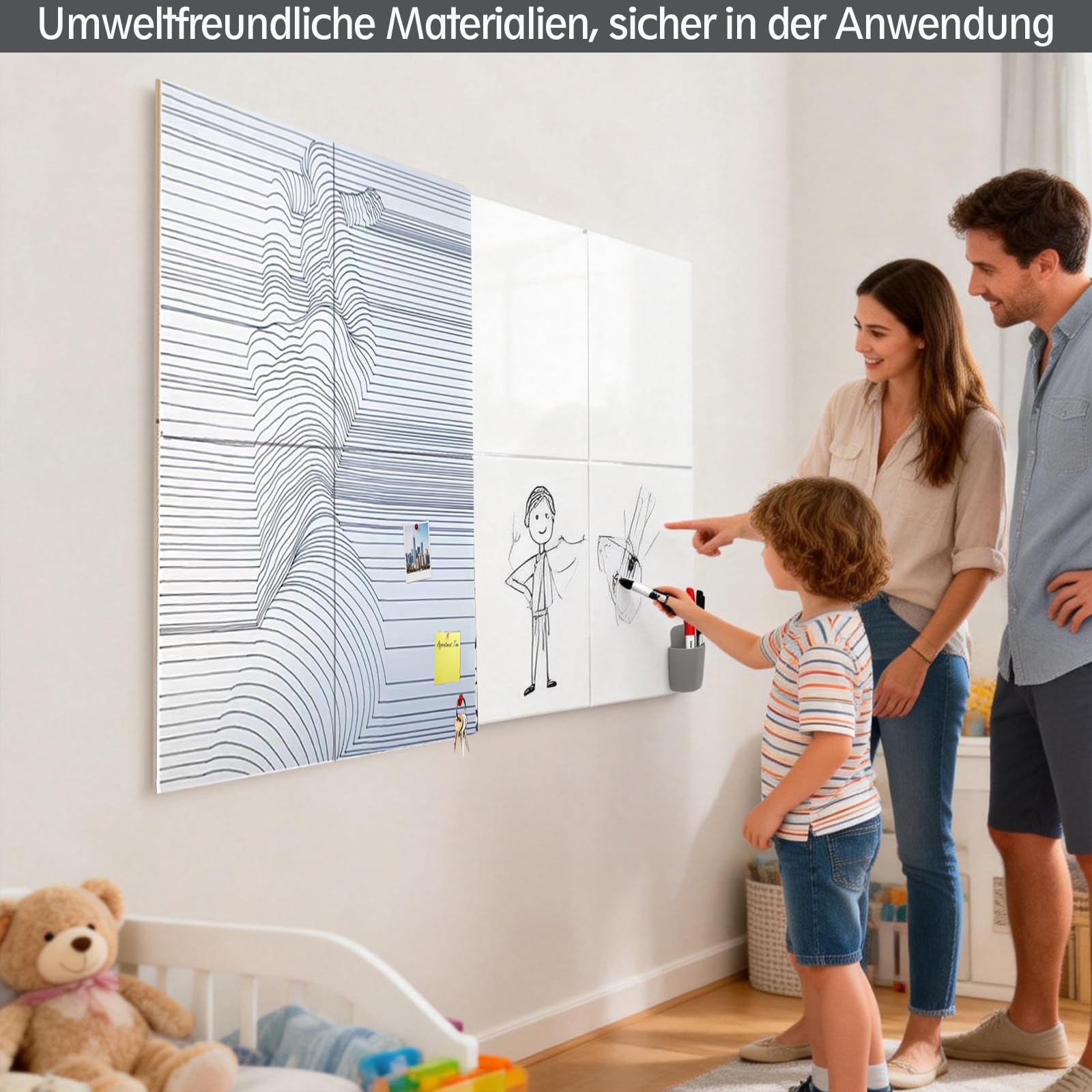 Wave Pattern SSMISS Modular Bulletin Board & Whiteboard Combo 8 Pack, Wave