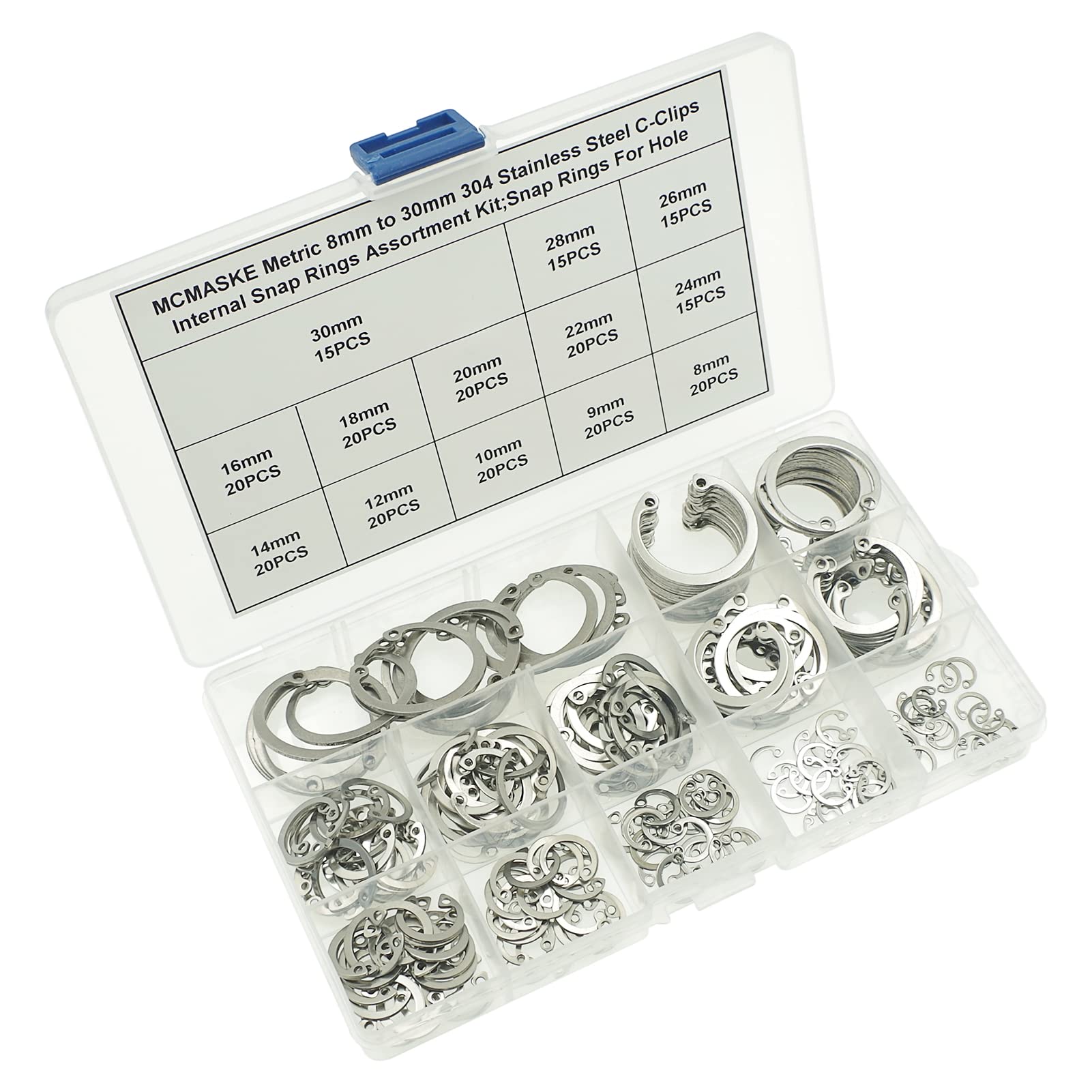 240pcs Metric Snap Rings - Stainless Steel Retaining Kit -4 240pcs Metric Snap Rings - Stainless Steel Retaining Kit -4