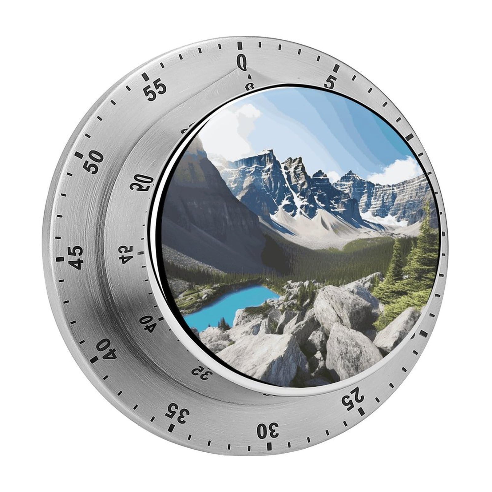 Mountains Timer Loud Mechanical Timer Stainless Steel 60-Minute Kitchen Timers Waterproof Chef Cooking Timers Sport Countdown Clock Portable Countdown Alarm Adult