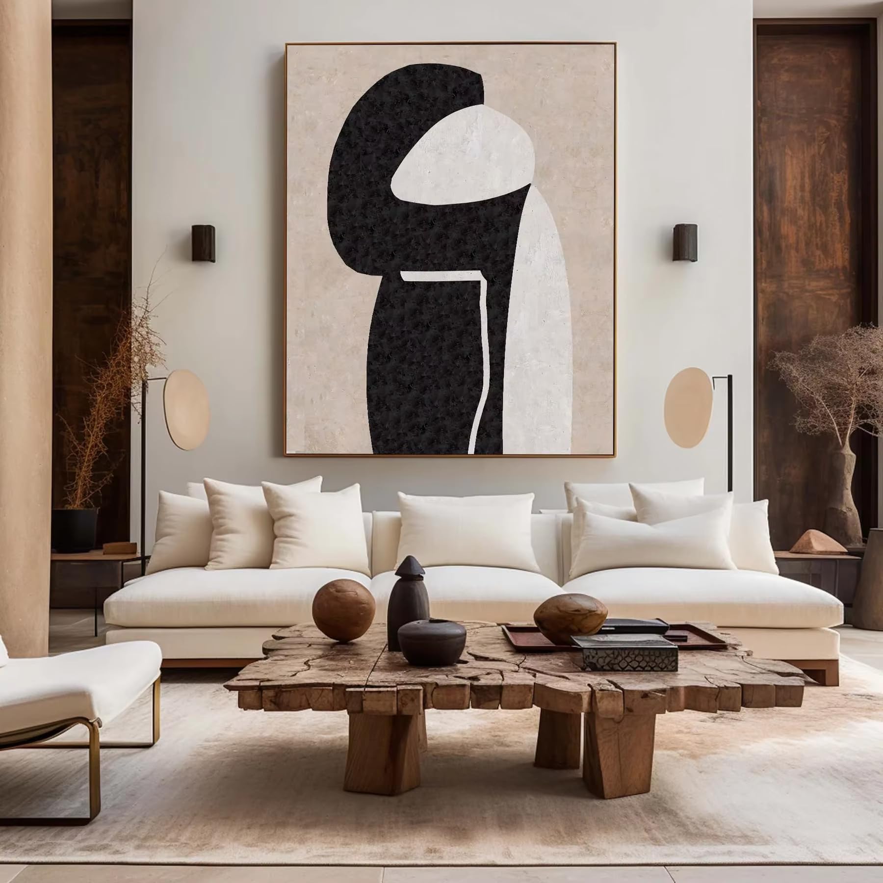 IHHGNB Abstract Painting Minimalist Painting Large Beige Black Canvas Prints Simple Canvas Picture Home Decor(40x50cm(16x20in)/No frame)
