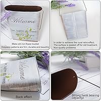 Vista 7 de GDYOOSHOW 3 macetas colgantes de metal galvanizado de 7.4 pulgadas de alto para colgar en la pared rústica, cubo de flores Echelon, maceta de pared