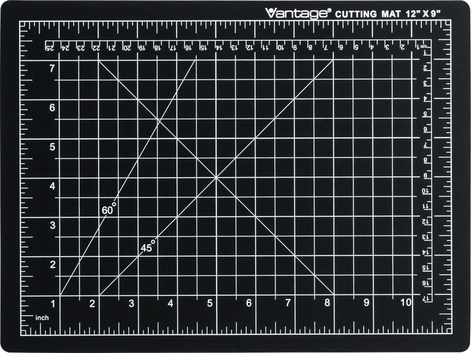 Dahle Vantage 10670 Premium Self-Healing Cutting Mat, 9"x12", 1/2" Grid, 5 Layers for Max Healing, Perfect for Crafts & Sewing, Black