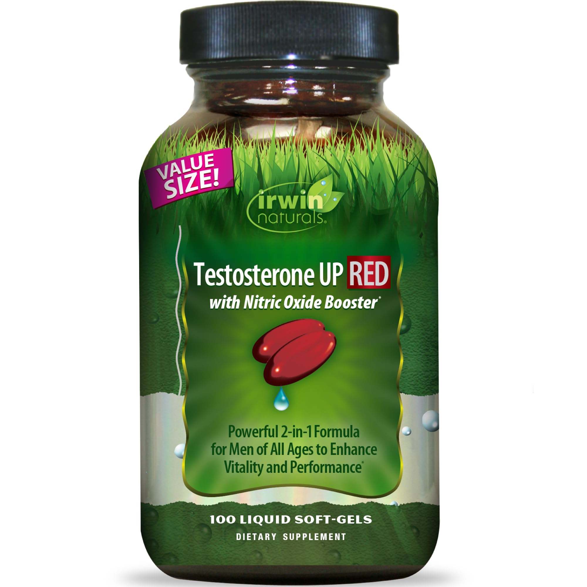 Irwin Naturals Testosterone UP RED with Nitric Oxide Booster | 100 Softgels