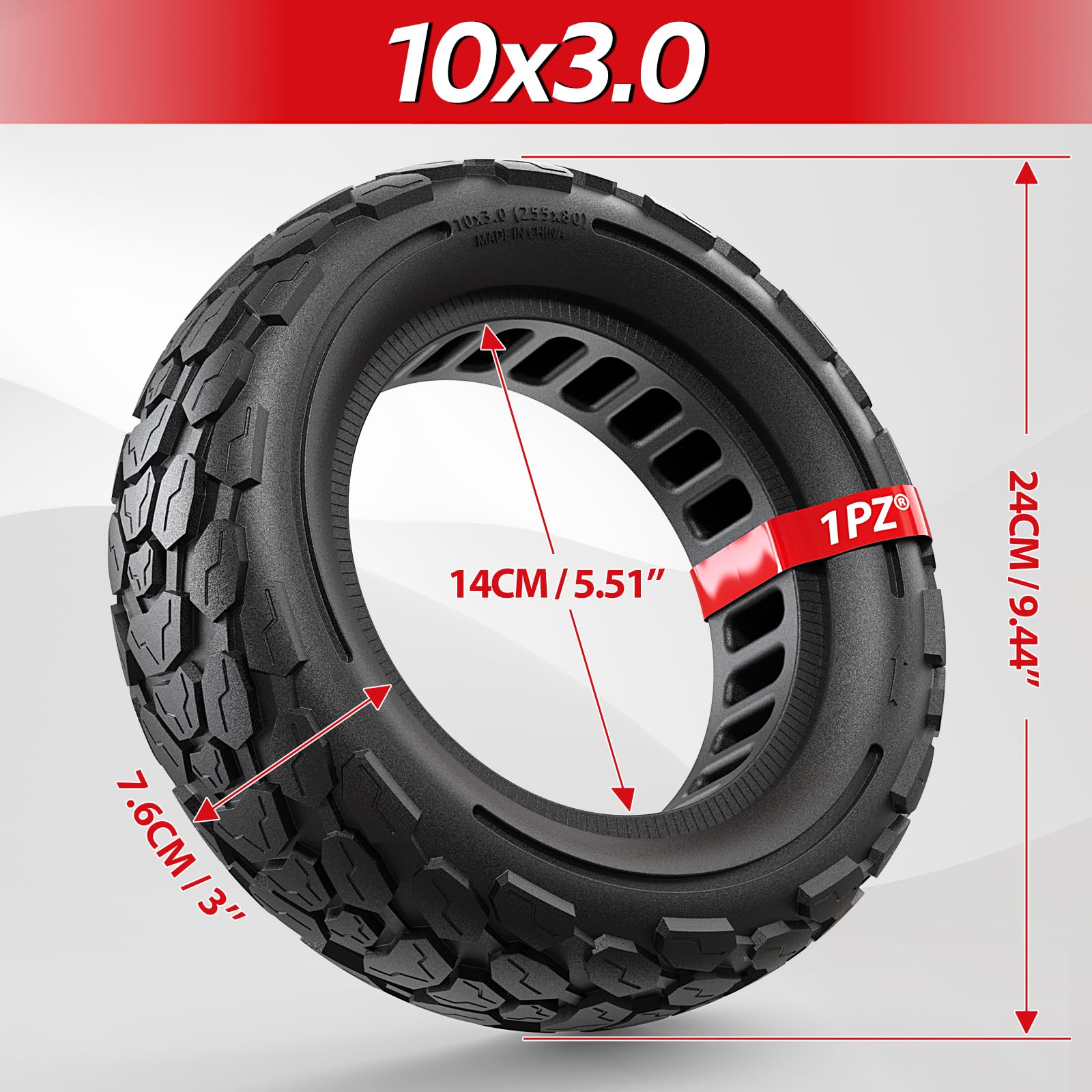 1PZ KBO-5DX 10x3 255x80 Solid tire 80/65-6 Replacement for Nanrobot D4+ D5+ D6+ Varla Eagle 1 Zero 10x Apollo Pro Kugoo M4 Pro Electric Scooter Go karts