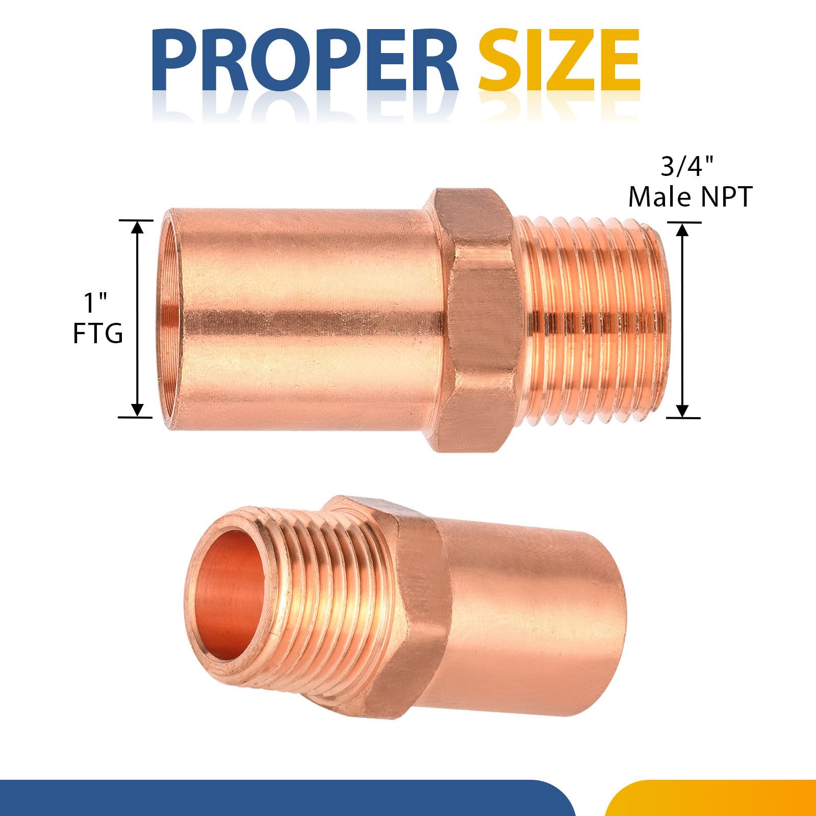 Paquete de 40 Unidades de Tornillos Macho de Cobre para fontanería, 1" FTG x 3/4" MPT.