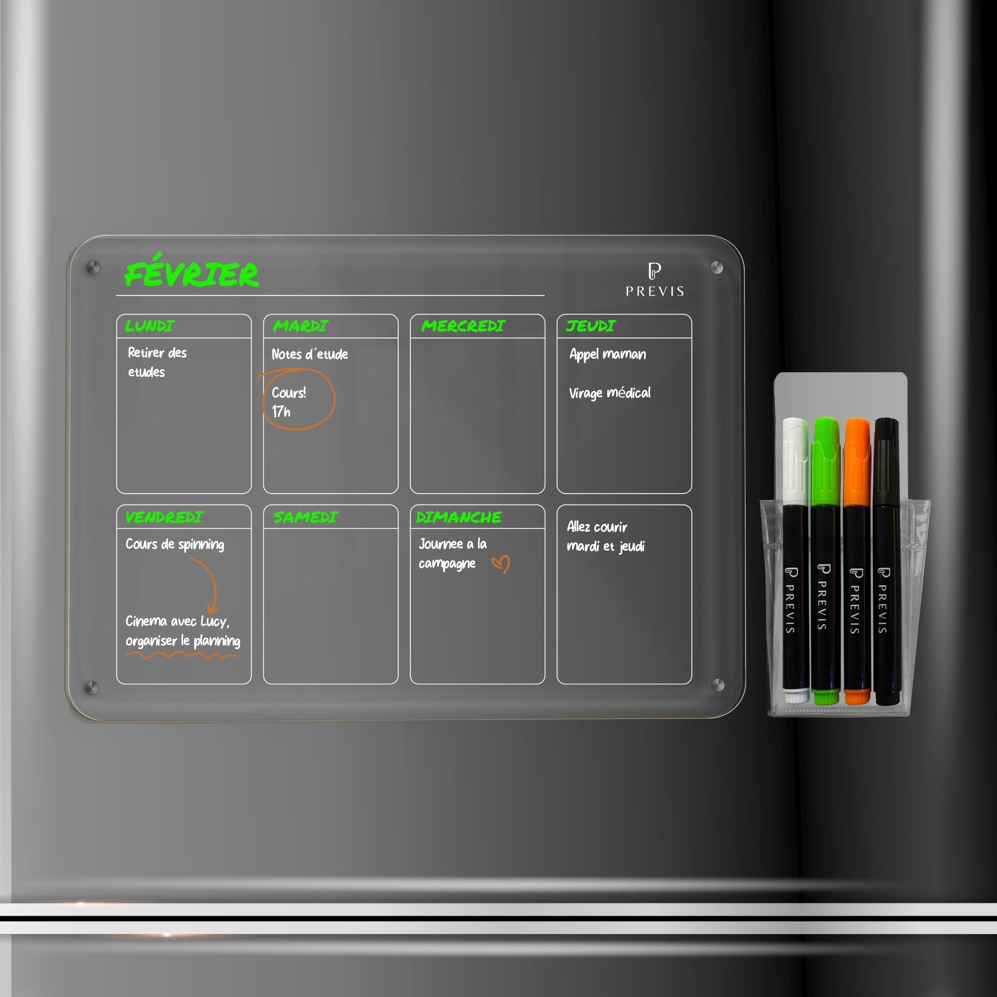 2PCS A4 Calendrier Magnetique Frigo,Tableau Magnetique Frigo Effaçable