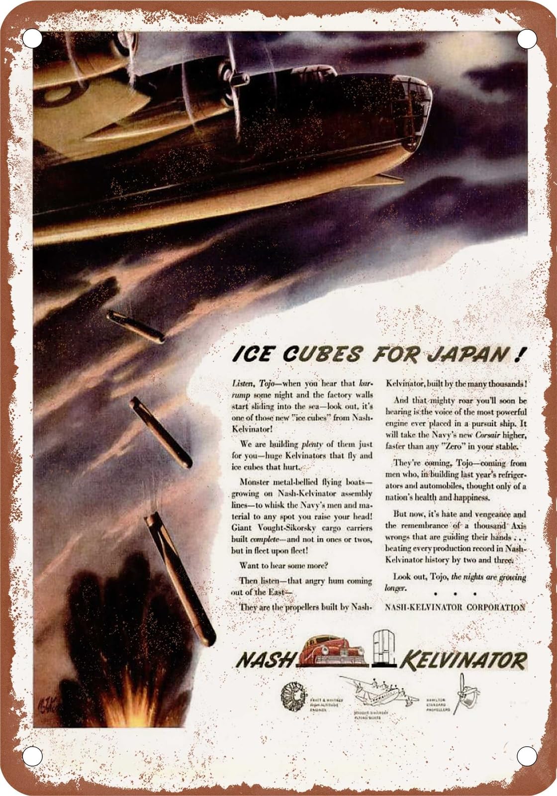 Miaomansenstore Metal Sign - 1942-45 Nash Vintage Ad 02 - Old Retro Rusty Look Home Decor