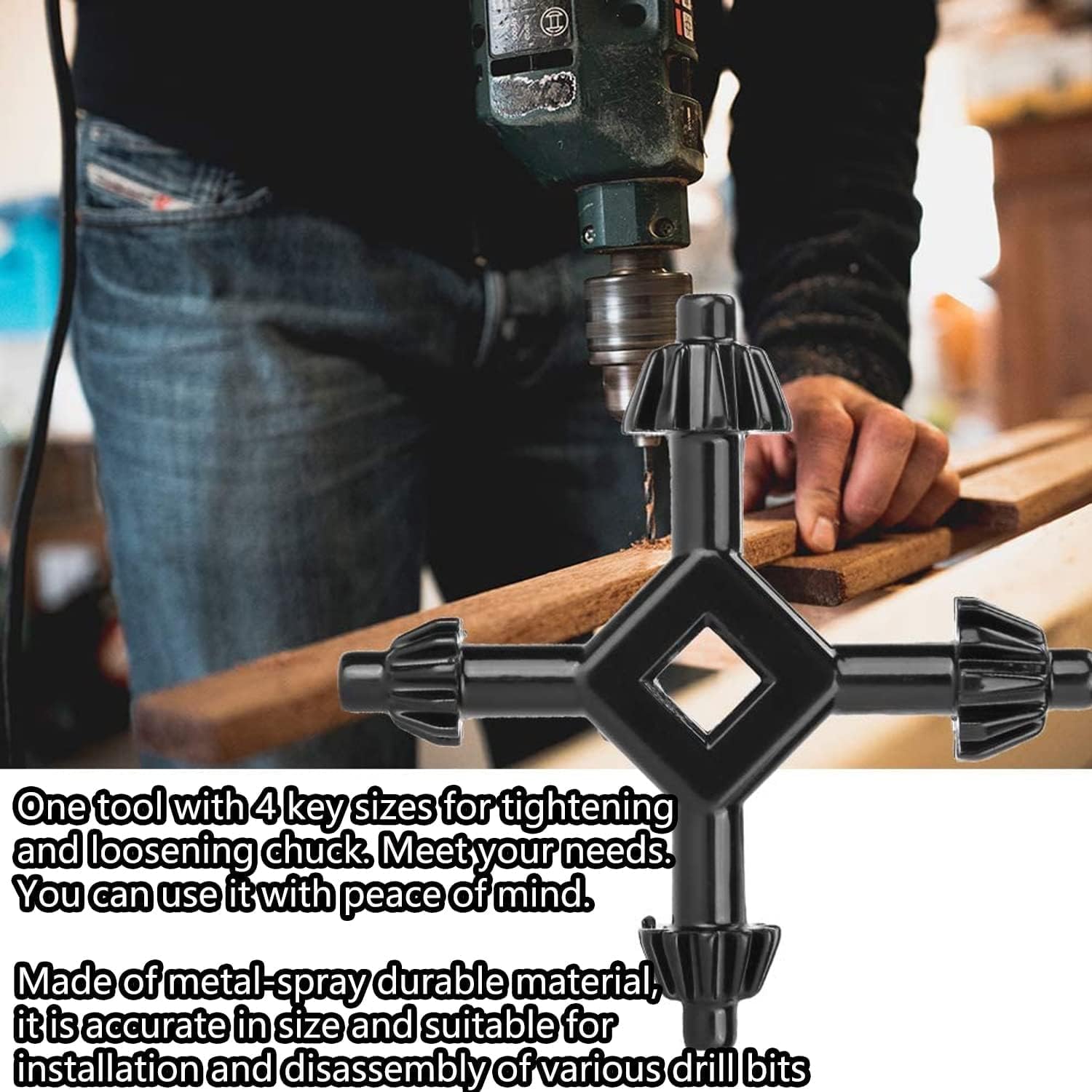 Gadgetool 2 szt. 4 w 1 uchwyt wiertarski klucz wiertarski klucz wiertarski klucz klucz klucz wiertarski do zaciskania wiertarki uchwyt uniwersalny kombinacja ręka 3/8 1/2 3/4 1 cala klucz do uchwytu (L+ S)