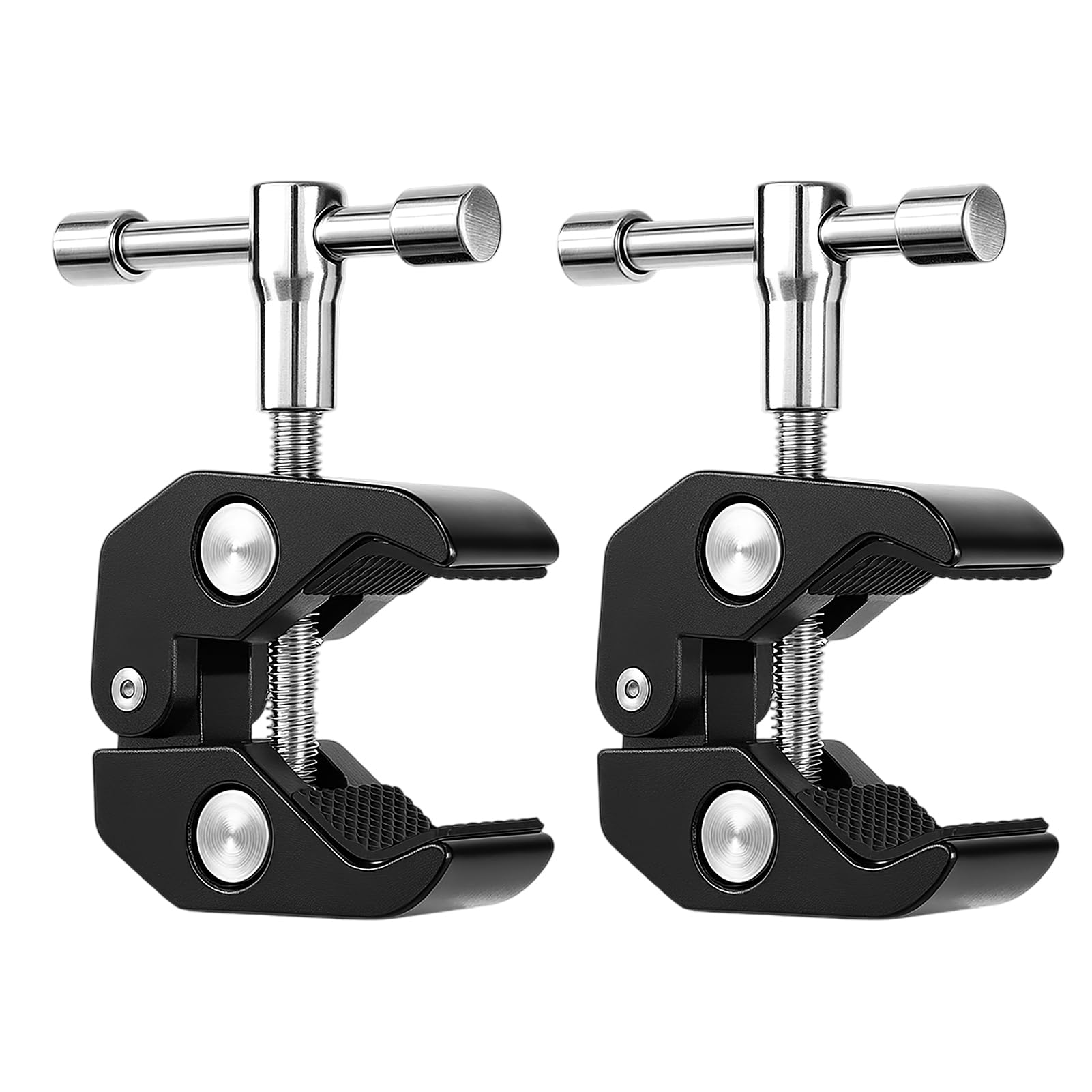 Lot de 2 Super Clamps pour appareil photo, Super Clamp avec bras magique, support de serrage universel pour filetages 1/4 et 3/8 pouces, alliage d'aluminium robuste, pinces antidérapantes pour apparei