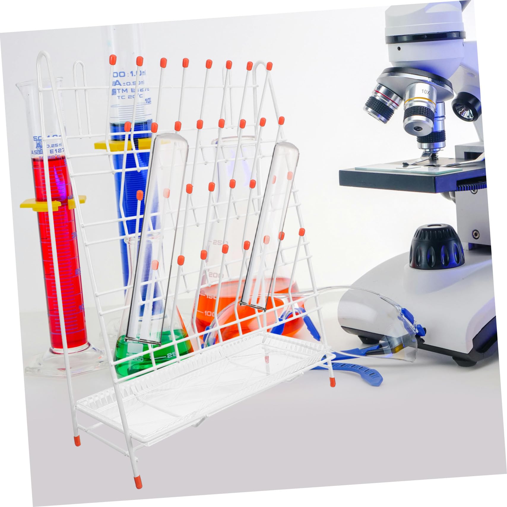 Gradilla Para Secar Tubos De Laboratorio De 32 Ranuras, Rejilla De Drenaje De Hierro Revestimiento Plástico, Escurridor Compacto Para Frascos y Tubos De Ensayo, Adecuado Para Uso Laboratorio