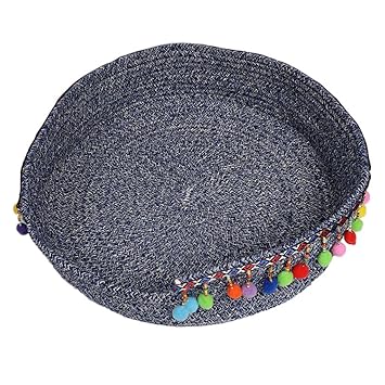 Indy Mall Cotton Rope Woven Pet Cat Bed Basket Comfort Puppy Cool Nest Summer Blue