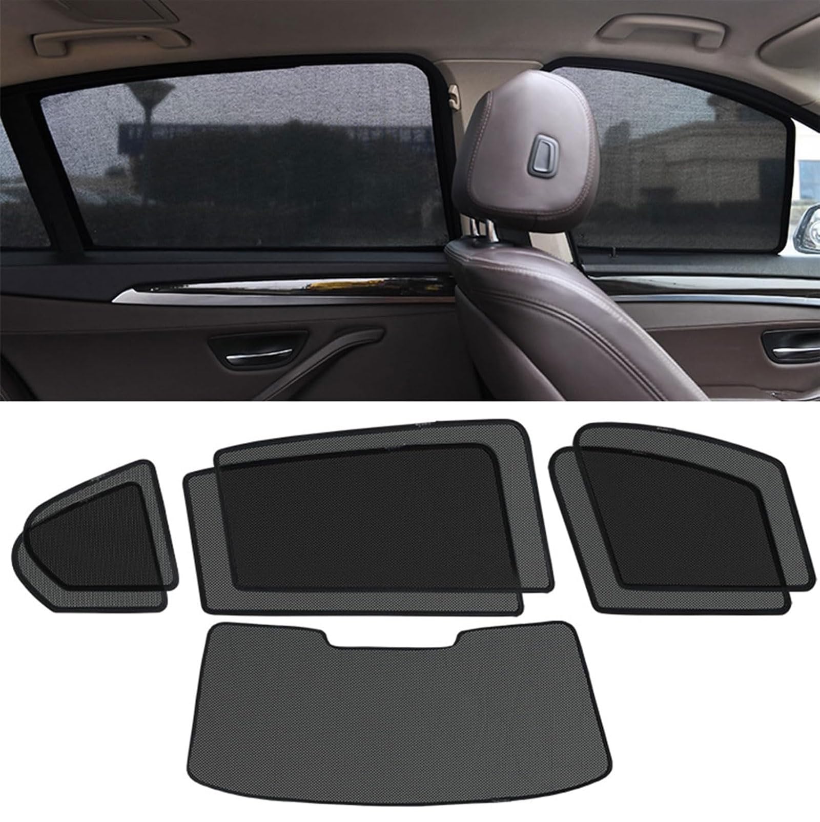 Tendine Parasole Auto per BMW 5er G60 2023 2024 2025, Visiera Anteriore Anti-UV Protezzione Privacy, Tendine Parasole Auto per Bambini,F 6 Side+Rear
