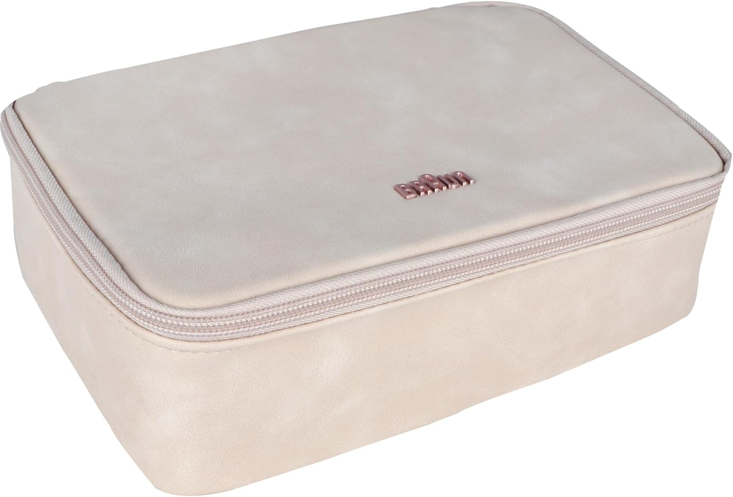 The beige storage bag for the Braun IPL device and accessories.